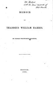 Tapa de Memoir of Thaddeus William Harris