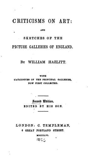 Tapa de Criticisms on Art: And Sketches of the Picture Galleries of England