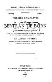 Tapa de Poésies complètes de Bertran de Born