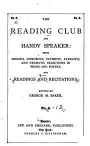 Tapa de The Reading Club and Handy Speaker: Being Selections in Prose and Poetry ..