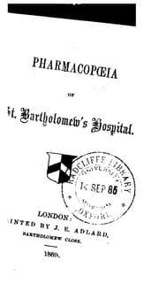 Tapa de Pharmacopoeia of St. Bartholomew's Hospital