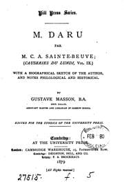 Tapa de M. Daru, Causeries du lundi, vol. 9, with notes by G. Masson