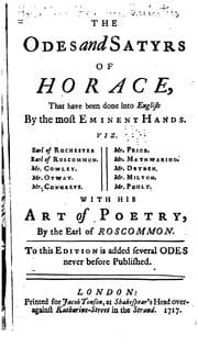 Tapa de The Odes & Satyrs of Horace, that Have Been Done Into English by the Most Eminent Hands...: With ..