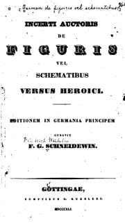 Tapa de Carmen de figuris vel schematibus: Incerti auctoris De figuris vel schematibus versus heroici