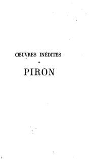 Tapa de OEuvres inédites de Piron (prose et vers) accompagnées de lettres également inédites adressées à ...