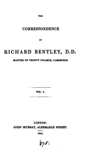 Tapa de The correspondence of Richard Bentley [ed. by C. Wordsworth]