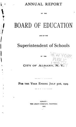 Tapa de Proceedings of the Board of Education of the City of Albany