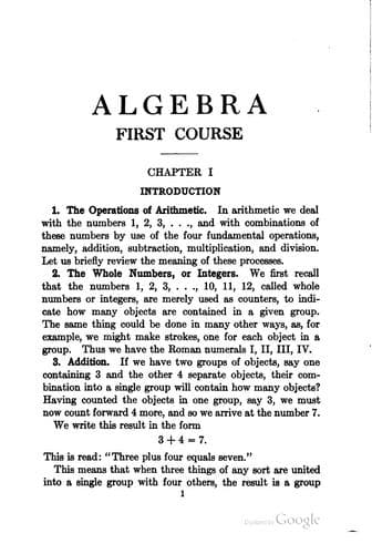 Tapa de Algebra, first course