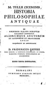 Tapa de M. Tullii Ciceronis Historia philosophiae antiquae: ex omnibus illius scriptis collegit ..