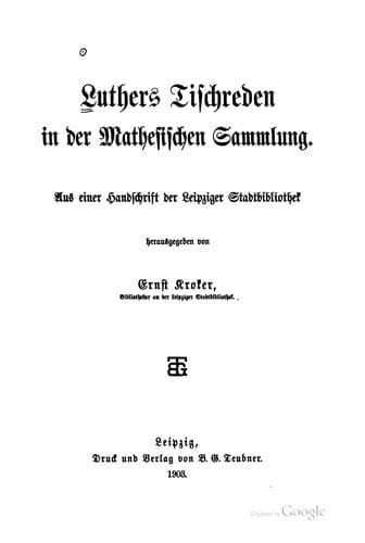 Tapa de Tischreden in der mathesischen Sammlung, aus einer Handschrift der Leipziger ..