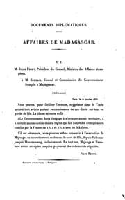 Tapa de Documents diplomatiques. Affaires de Madagascar. [18 jan.-11 fév. 1896]