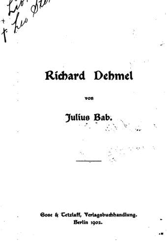 Tapa de Richard Dehmel