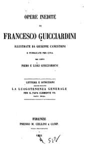 Tapa de Opere inedite di Francesco Guicciardini