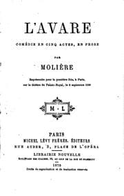 Tapa de L'avare: comédie en cinq actes en prose