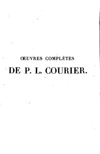 Tapa de Oeuvres complètes de P.L. Courier