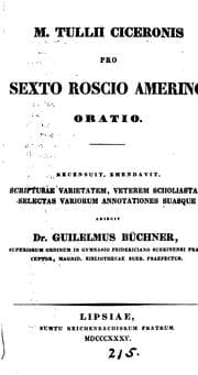 Tapa de M. Tullii Ciceronis pro Sexto Roscio Amerino oratio, recens. G. Büchner