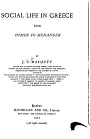 Tapa de Social Life in Greece from Homer to Menander