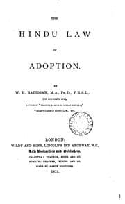 Tapa de The Hindu Law of Adoption