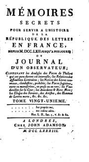 Tapa de Mémoires secrets pour servir à l'histoire de la république des lettres en ...