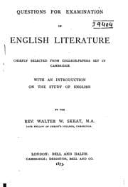 Tapa de Questions for Examination in English Literature: Chiefly Selected from College-papers Set in ..