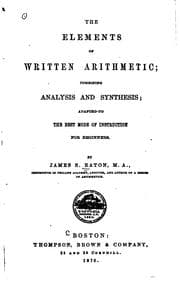 Tapa de The Elements of Written Arithmetic: Combining Analysis and Synthesis ; Adapted to the Best Mode ..