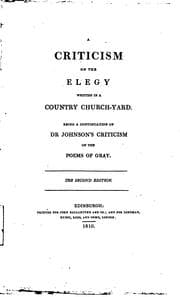 Tapa de A Criticism on the Elegy Written in a Country Churchyard