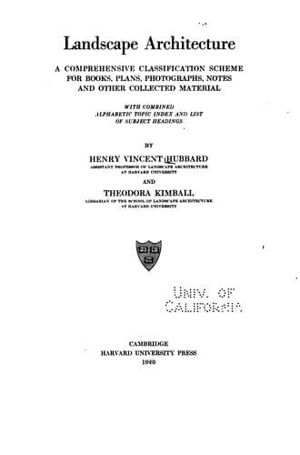 Tapa de Landscape Architecture: A Comprehensive Classification Scheme for Books, Plans, Photographs ..