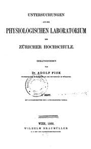 Tapa de Untersuchungen aus dem physiologischen Laboratorium der Züricher Hochschule. Herausg. von A. Fick
