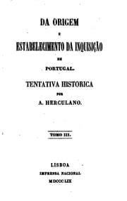 Tapa de Da origem e estabelecimento da inquisição em Portugal