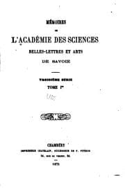 Tapa de Mémoires de l'Académie des sciences, belles-lettres et arts de Savoie