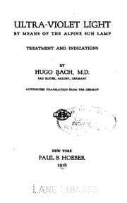 Tapa de Ultra-violet light by means of the Alpine sun lamp: Treatment and Indications