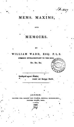 Tapa de Mems. maxims, and memoirs