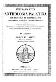 Tapa de Epigrammatum anthologia palatina cum Planudeis et appendice nova epigrammatum veterum ex libris ..