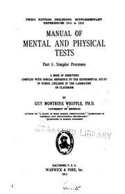 Tapa de Manual of Mental and Physical Tests: A Book of Directions Compiled with Special Reference to the ..