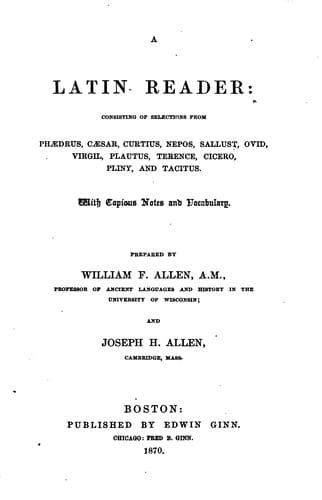 Tapa de A Latin reader: Consisting of Selections from Phaedrus, Caesar, Curtius ...