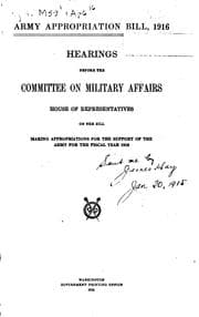 Tapa de Army Appropriation Bill, 1916: Hearings Before the Committee on Military ...