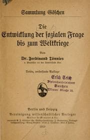 Tapa de Die entwicklung der socialen frage bis zum weltkriege