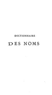 Tapa de Dictionnaire des noms ..