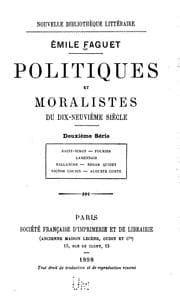 Tapa de Politiques et moralistes du dix-neuvième sīècle ..