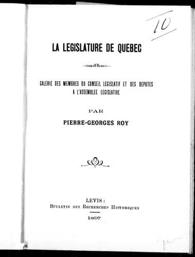 Tapa de La Législature de Québec