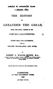Tapa de The History of Alexander the Great, Being the Syriac Version of the Pseudo-Callisthenes