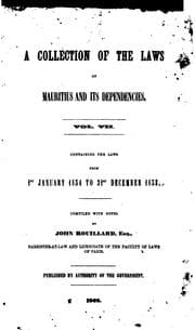Tapa de A collection of the laws of Mauritius and its dependencies