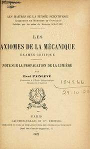 Tapa de Les axiomes de la mécanique, examen critique