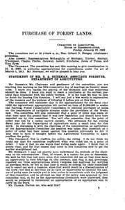Tapa de Purchase of Forest Lands: Hearings Before ... 67-2, January 13 and 14, 1922