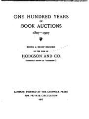 Tapa de One Hundred Years of Book Auctions, 1807-1907