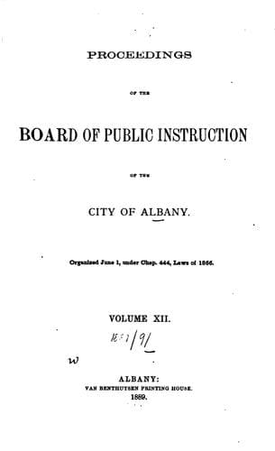 Tapa de Proceedings of the Board of Public Instruction of the City of Albany