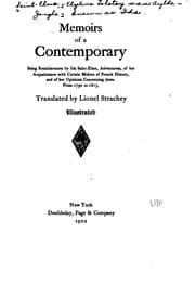 Tapa de Memoirs of a Contemporary: Being Reminiscences