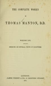 Tapa de The complete works of Thomas Manton