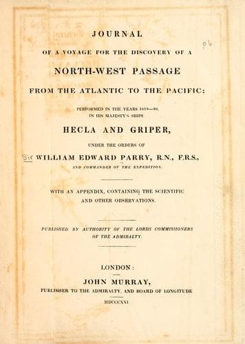 Tapa de Journal of a voyage for the discovery of a north-west passage from the Atlantic to the Pacific