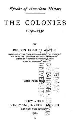 Tapa de ... The Colonies, 1492-1750